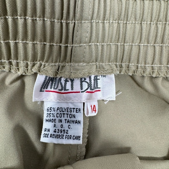 Vintage NWT Lindsey Blake Women’s Tan Pants Pleated Front Elastic Waist Sz 14 B3 - Picture 3 of 4